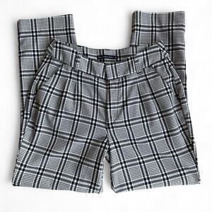 Abercrombie & Fitch Black and White Plaid Straight Leg Trousers Women's Size S